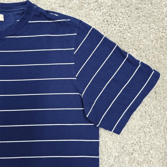 AYR Shirt Mens Shirt XL Blue Striped Short Sleeve Pullover Pima Cotton Stretch - Picture 3 of 10